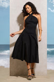 Saint Malo Black Halter Neck Midi Dress
