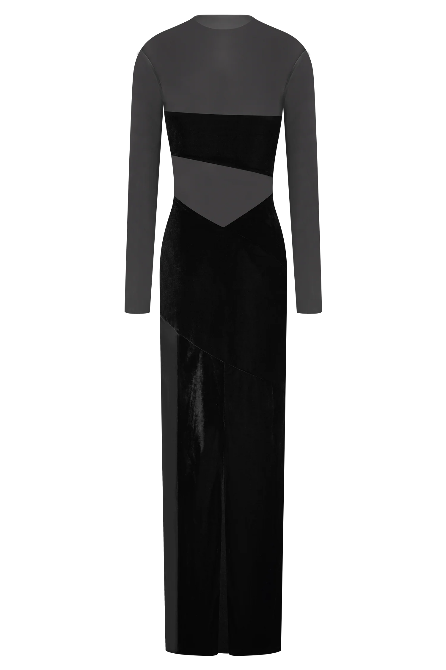 Davina Velvet And Mesh Maxi Dress Black