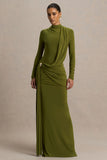 Melissa Olive Long Sleeve Wrap Maxi Dress With Draped Detailing