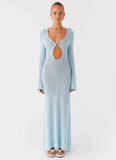 Seascape Crochet Maxi Dress Blue