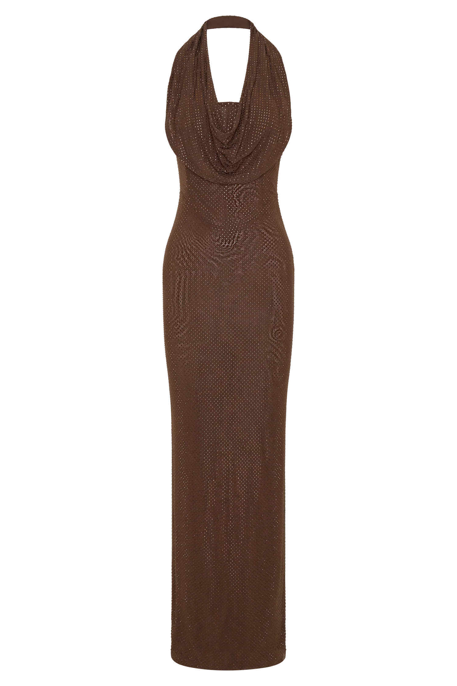 Phi Multi Wear Cowl Diamante Maxi Dress Chocolate