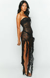 Lioness Rendezvous Black Lace Midi Dress