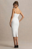 Baylor White Midi Dress With Removable Cape