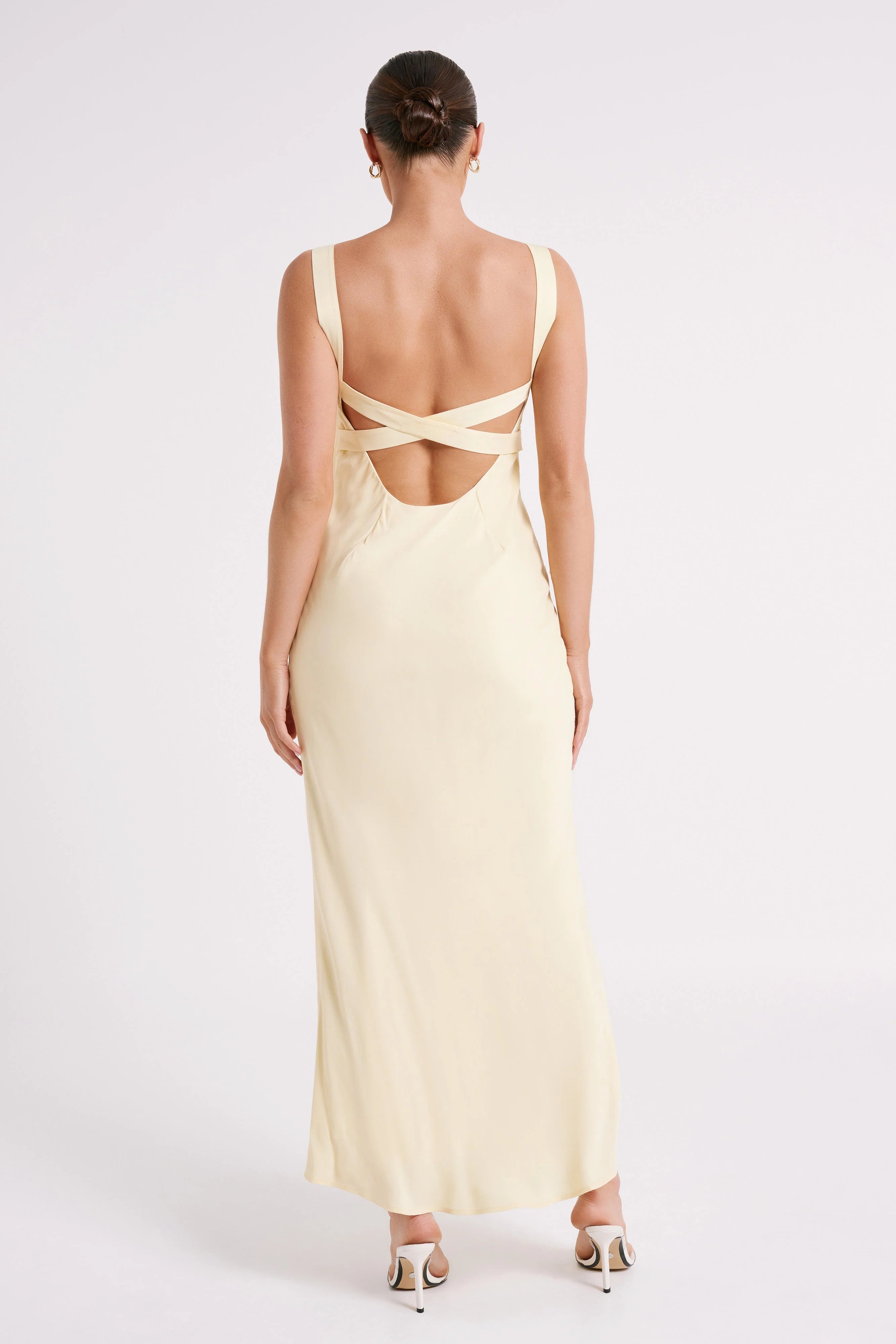 Ensley Satin Maxi Dress Light Yellow