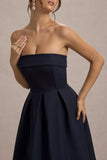 Annalise Navy Bandeau Skater Midi Dress