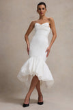Emmelina White Corset Maxi Dress With Volume Hem