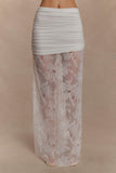 Guinevere Lace And Mesh Maxi Skirt Ivory