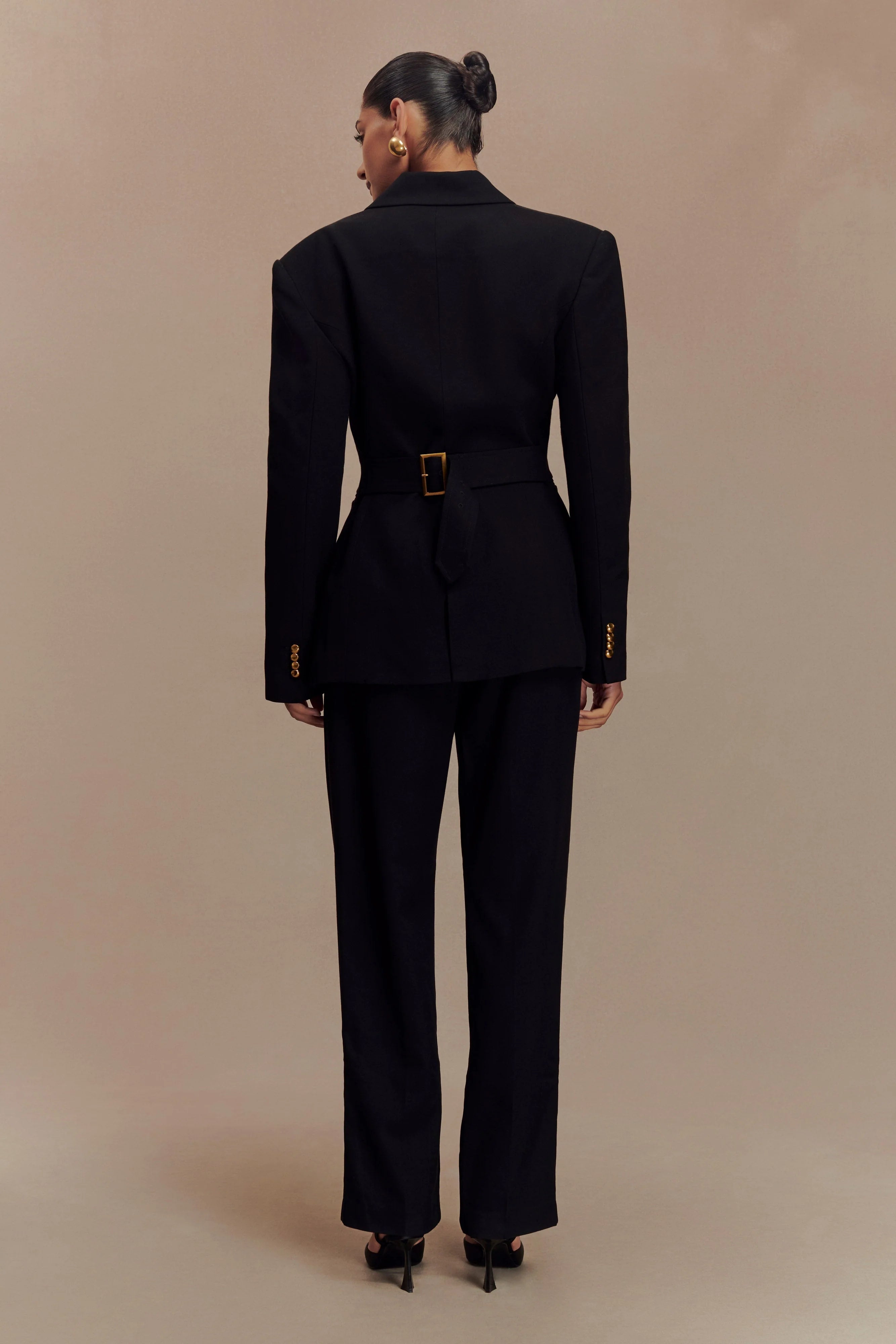 Penelope Pleated High Waisted Pants Black