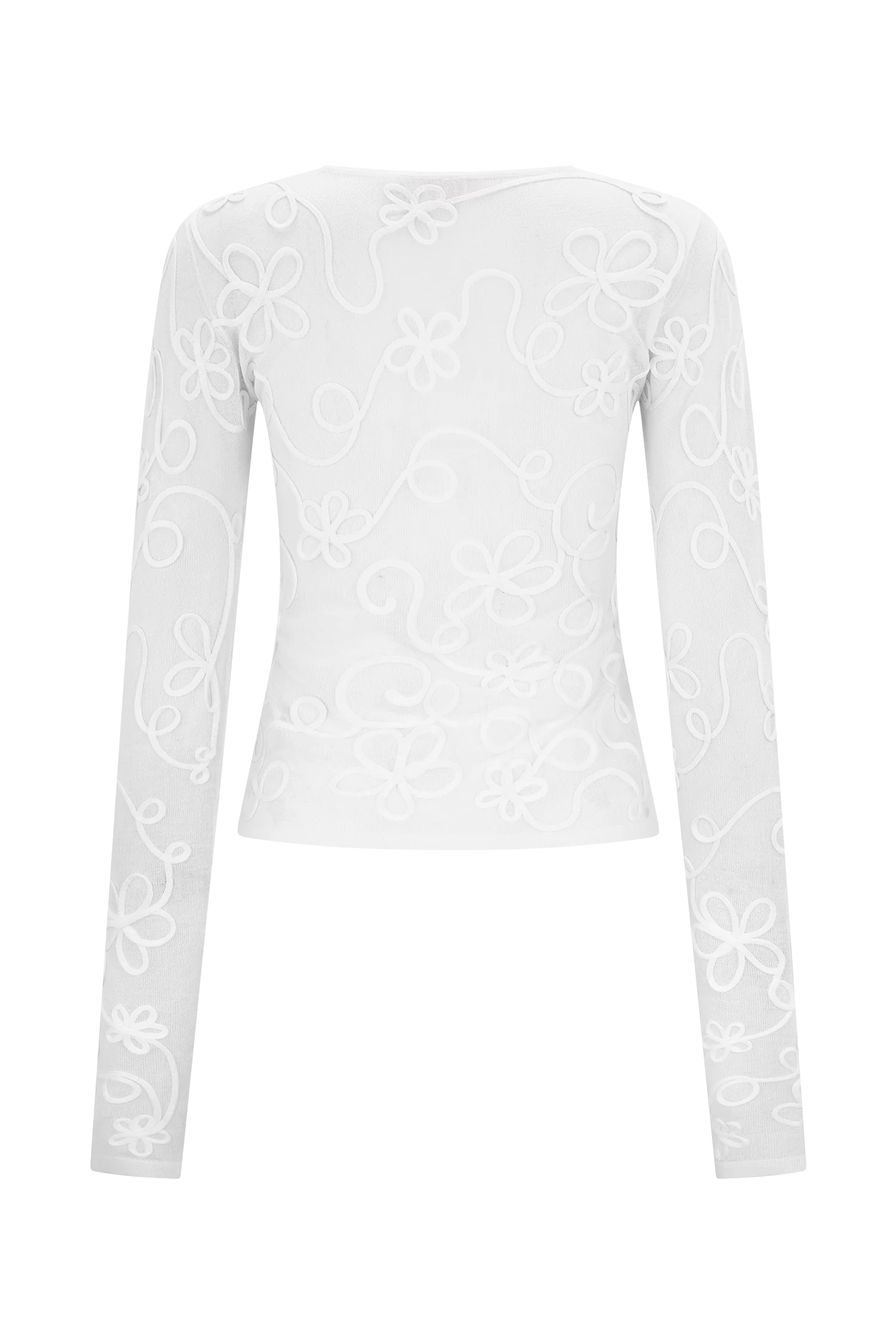 Omari Embroidery Long Sleeve Knit Top Ivory