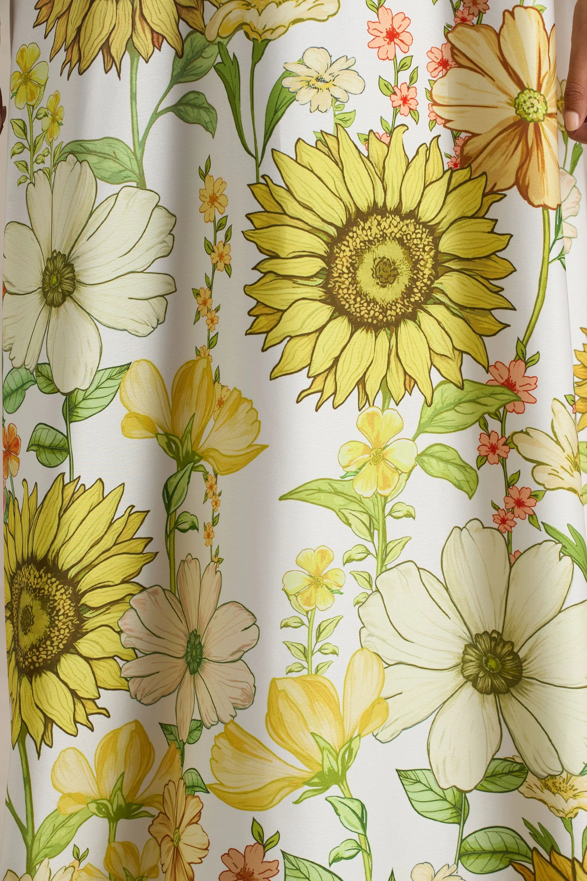 Glide Sunflower Print Satin High Neck Slip Maxi Dress