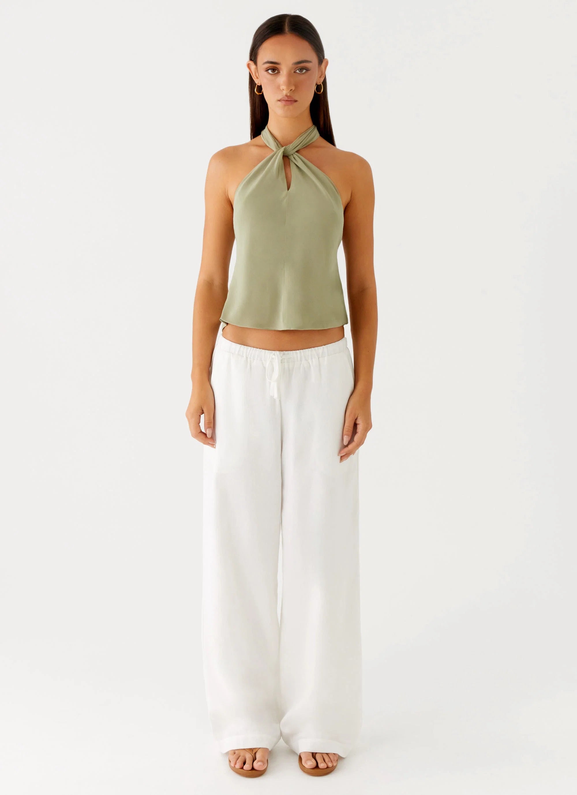 Maddox Scarf Top Sage