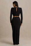 Avaline Black Wrap Maxi Skirt With Ruched Detailing