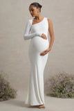 Oh Baby White Maternity One Shoulder Bodycon Maxi Dress