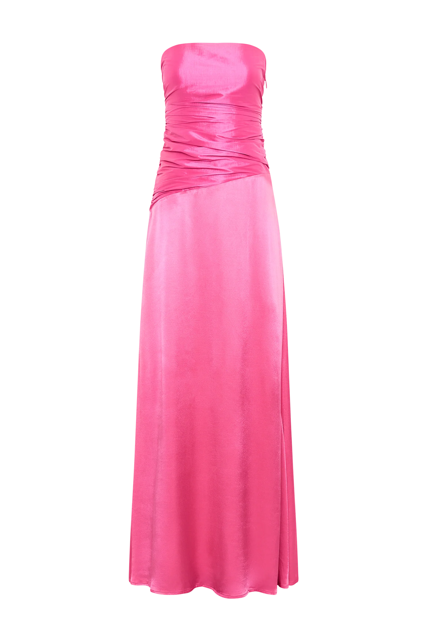 Serena Strapless Taffeta Maxi Dress Crimson Pink