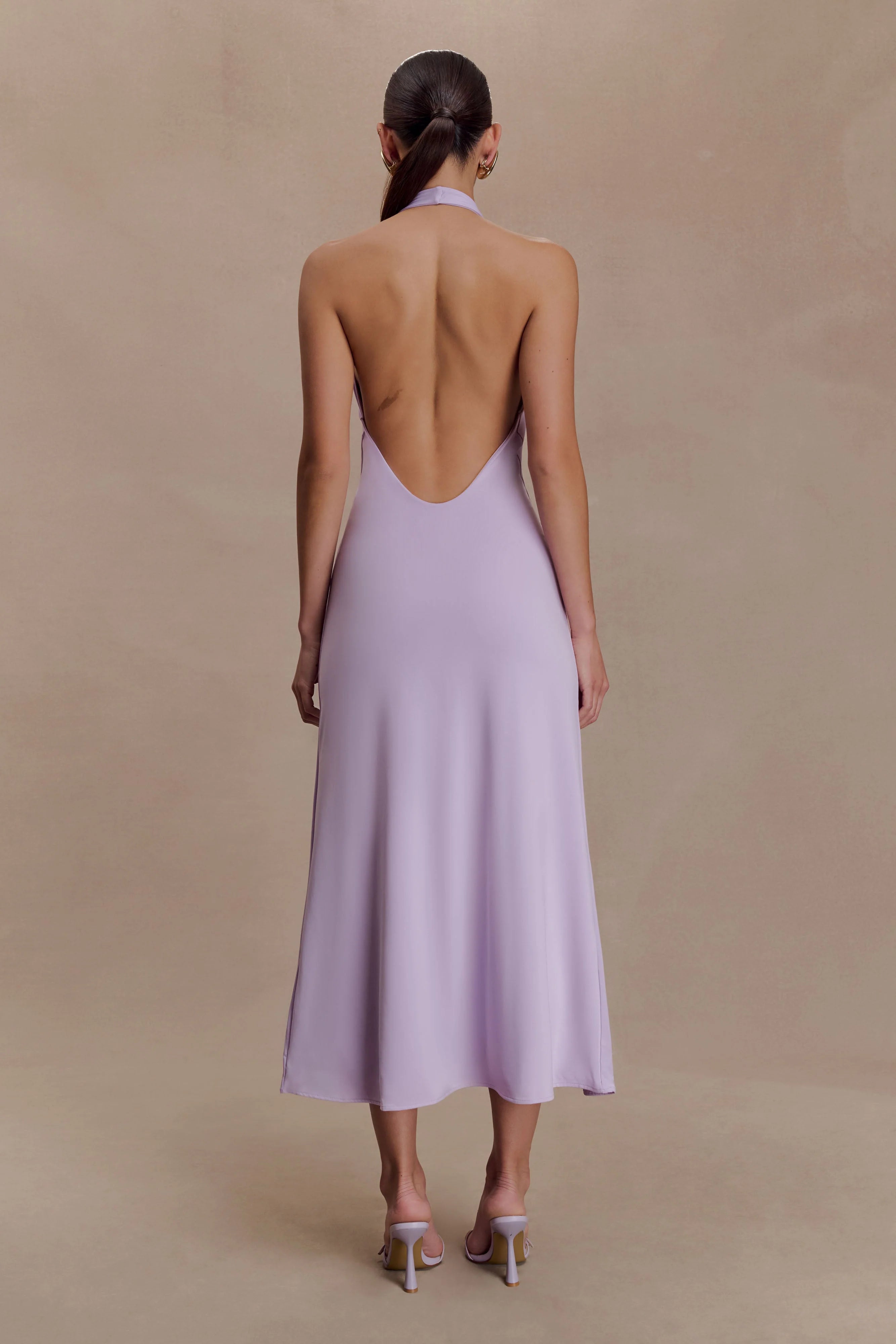 Genie Slinky Halter Midi Dress Lilac