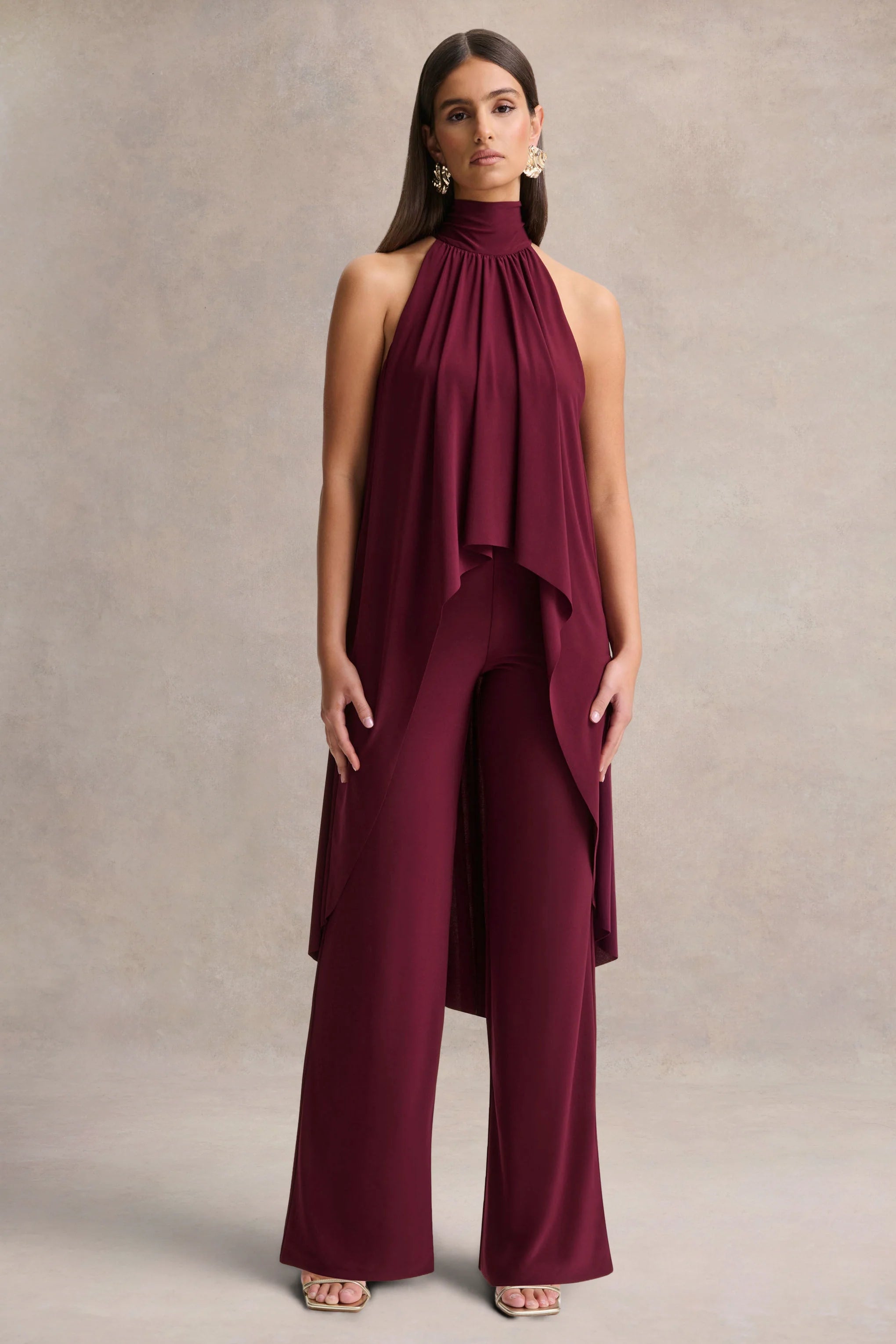 Jadzia Burgundy Halter Neck Jumpsuit