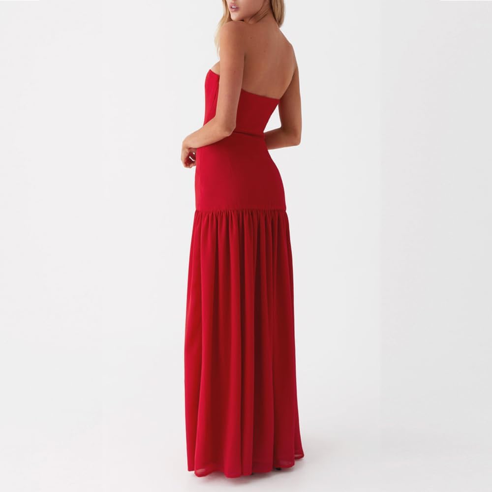 Women Tube Top Dress Tiger Stripe Mesh Patchwork Maxi Dress Strapless Sexy High Slit Long Dresses Beach Vacation
