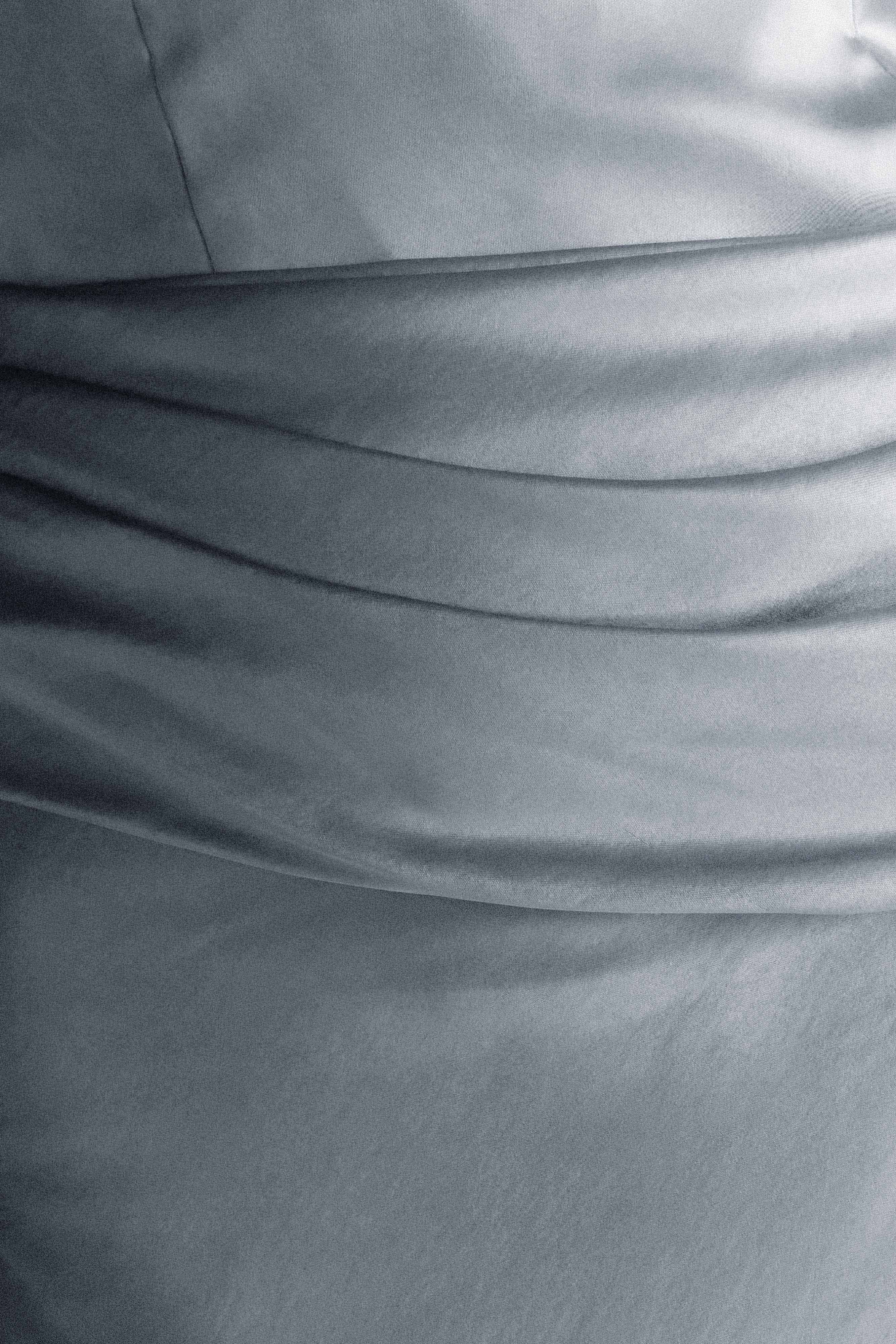 Jasmine Strapless Satin Maxi Dress Frosted Blue