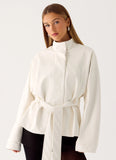 City Light Tie Waist Trench Jacket Ivory