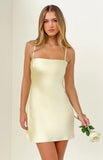 Chelsea Yellow Satin Mini Dress