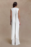 Wisteria Slinky Maxi Dress With Scarf White