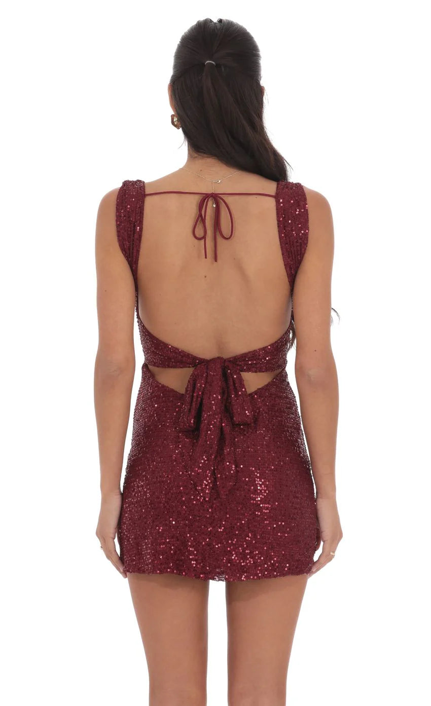 Sequin Bodycon Dress in Red
