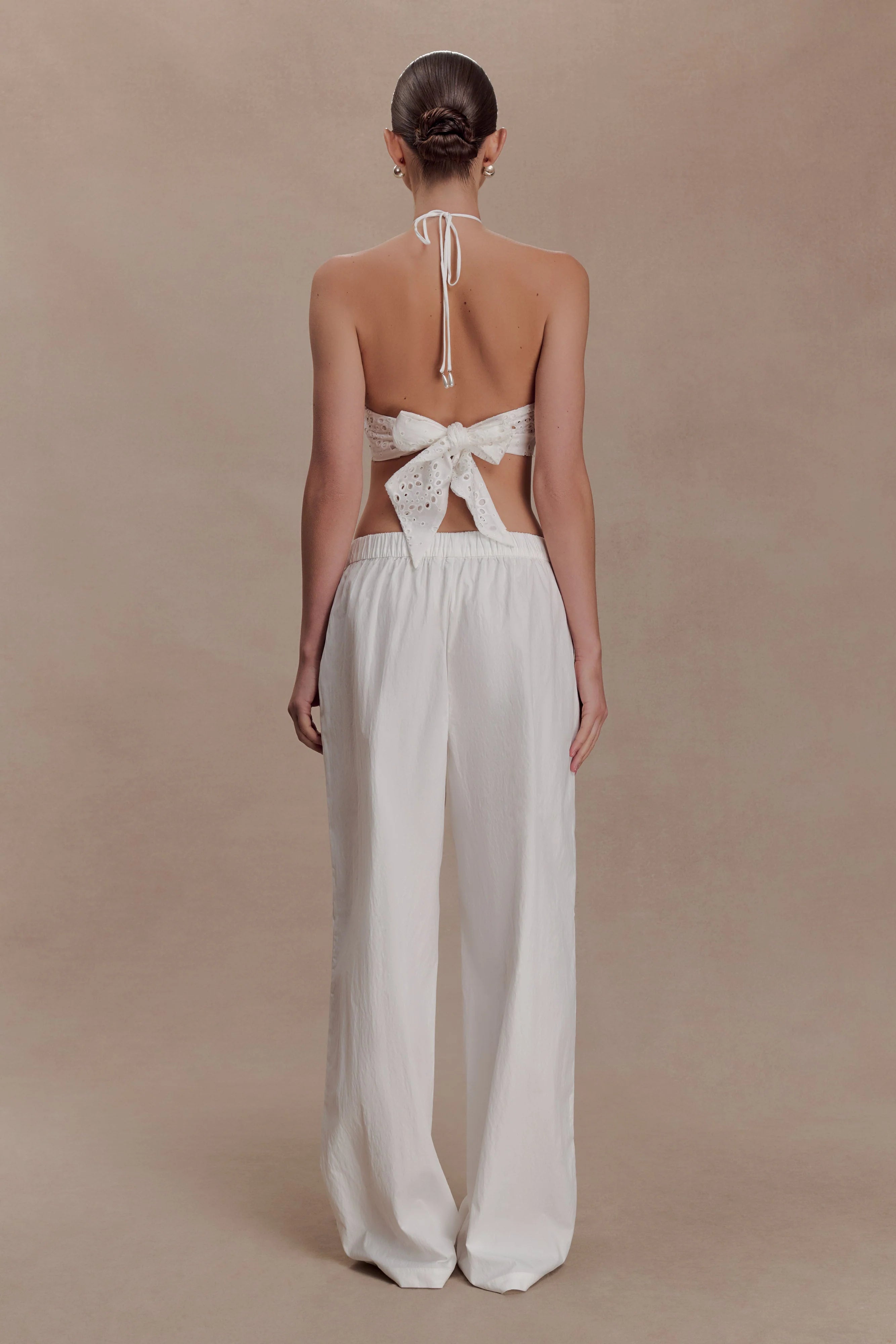 Kensley Broderie Halter Top White
