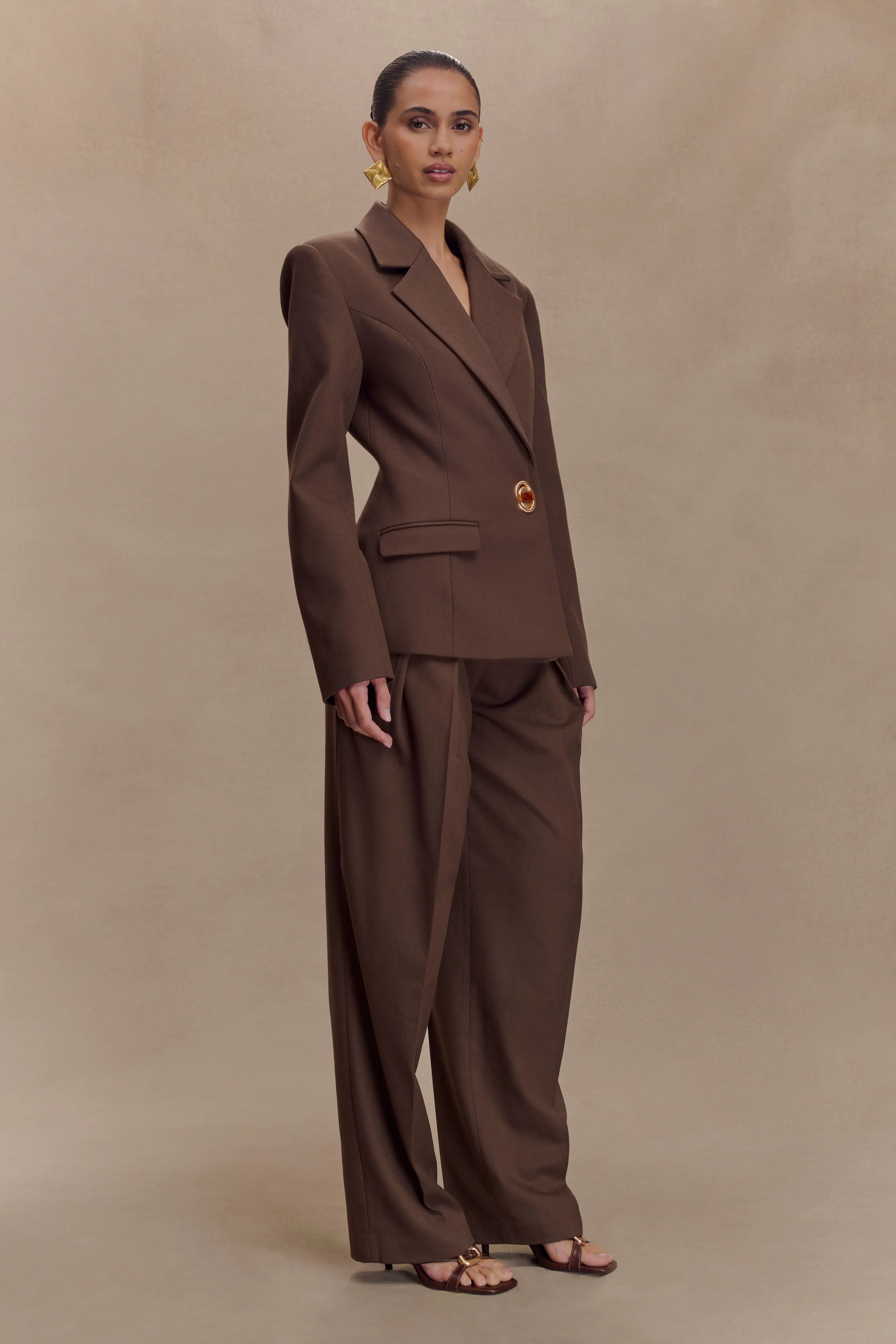 Max Cinched Waist Blazer Chocolate