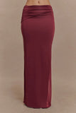 Judy Slinky And Mesh Maxi Skirt Wine