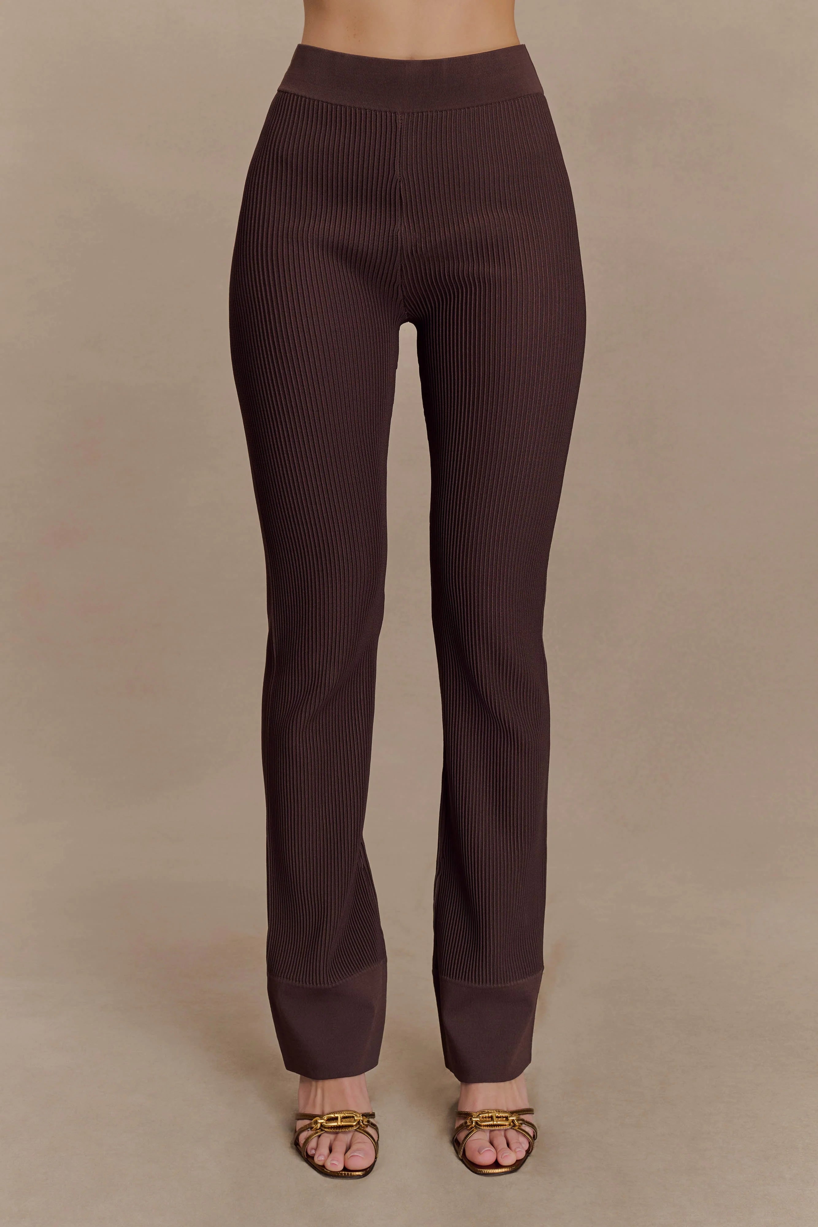 Elodie Ribbed Knit Pants Chocolate