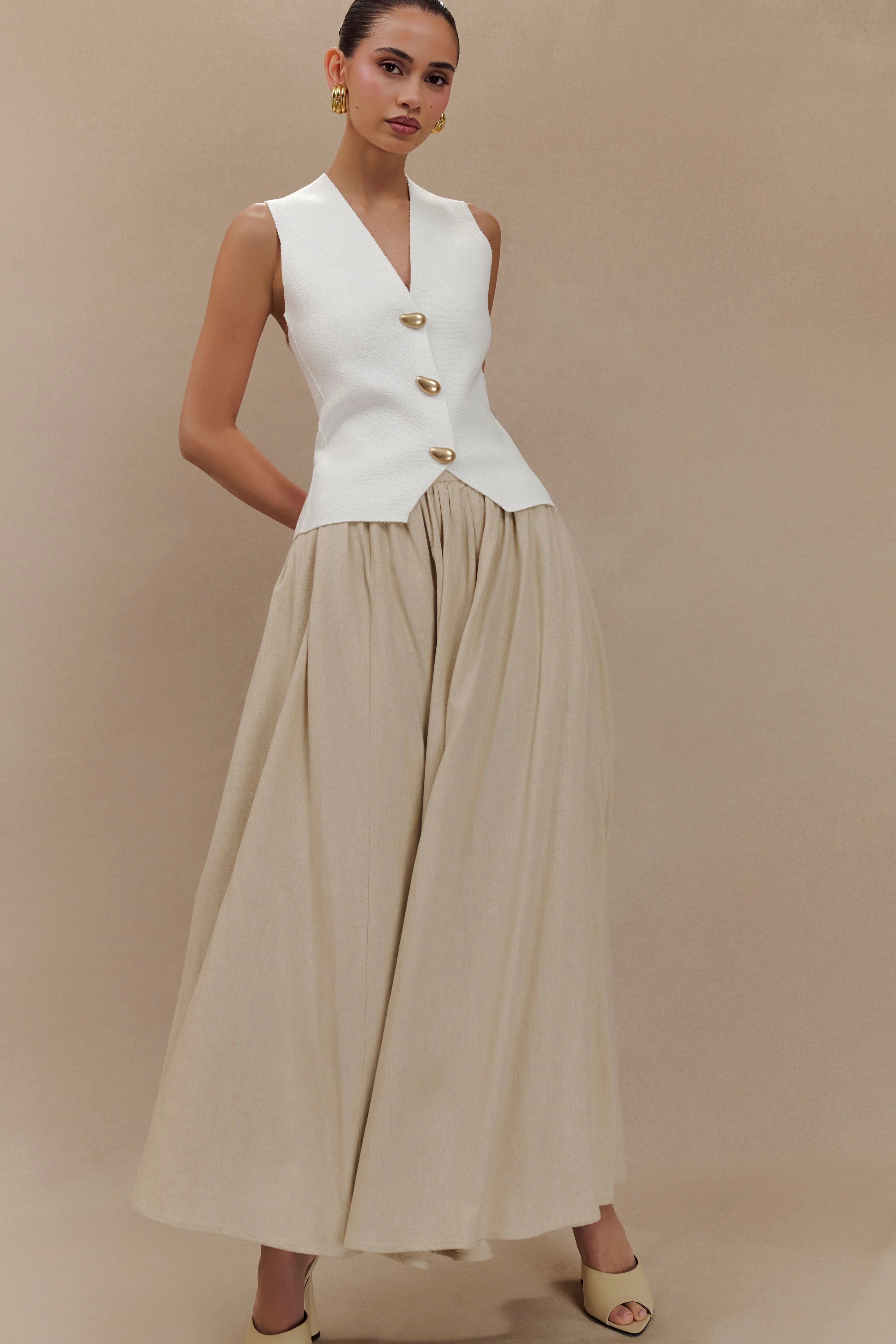 Clarence Linen A Line Maxi Skirt Natural