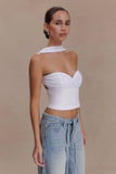 Talia Chiffon And Linen Halter Top White