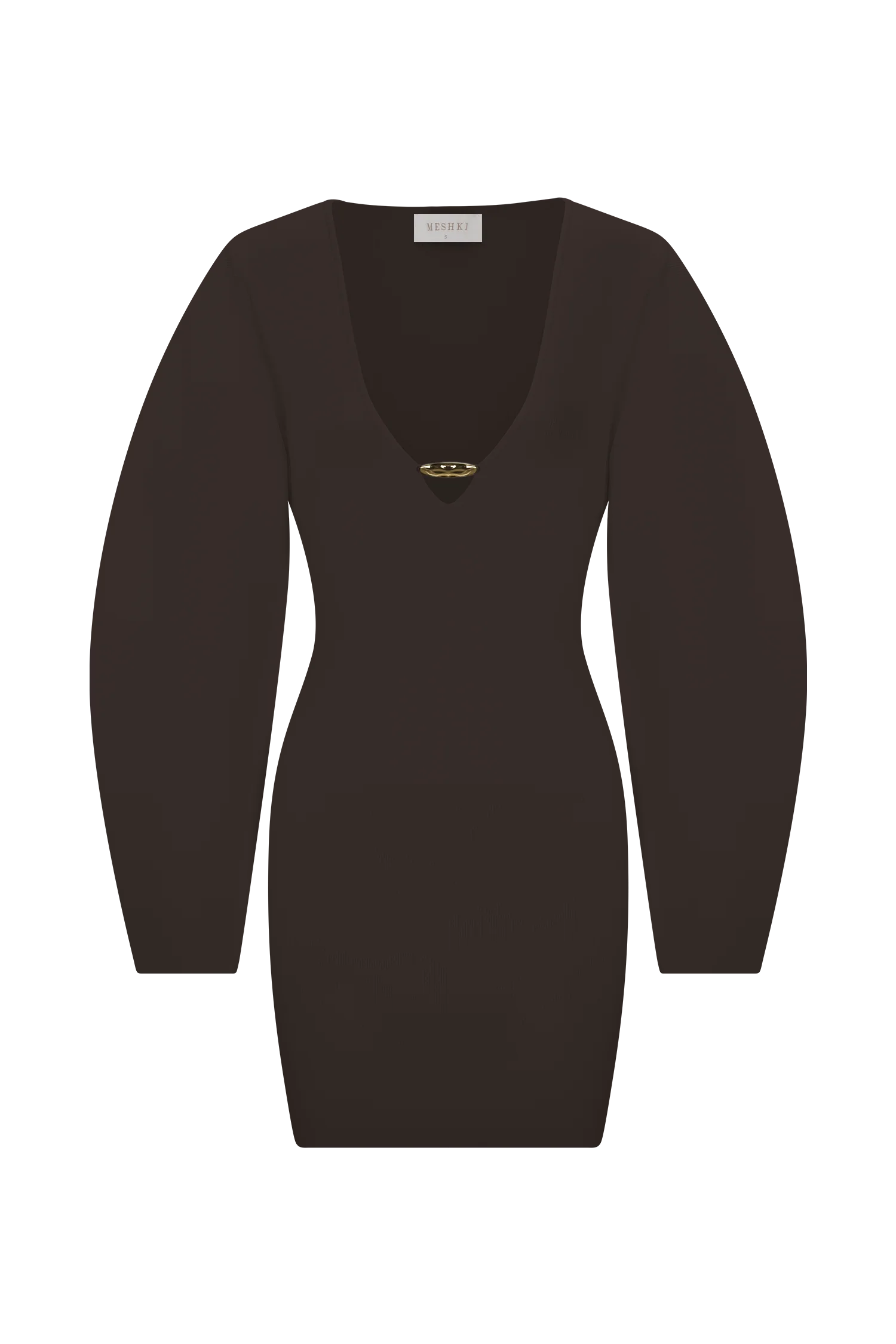Billy Balloon Sleeve Knit Mini Dress Dark Chocolate