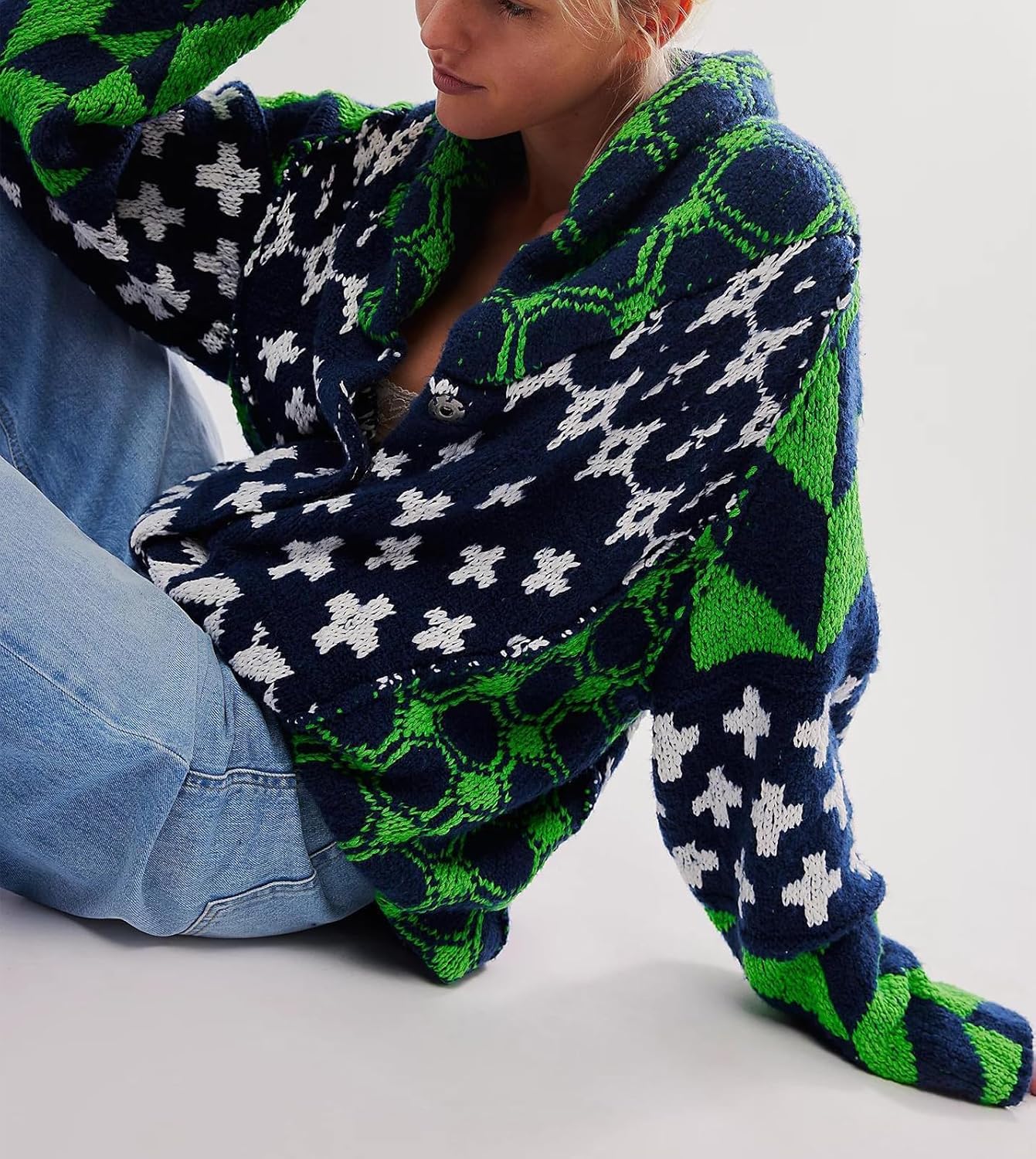 Women Cardigan Sweater Shawl Collar Button Down Oversized Sweaters Boho Fall Coat
