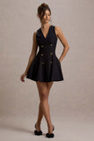 Collette Black Tailored Plunge Neck Mini Dress