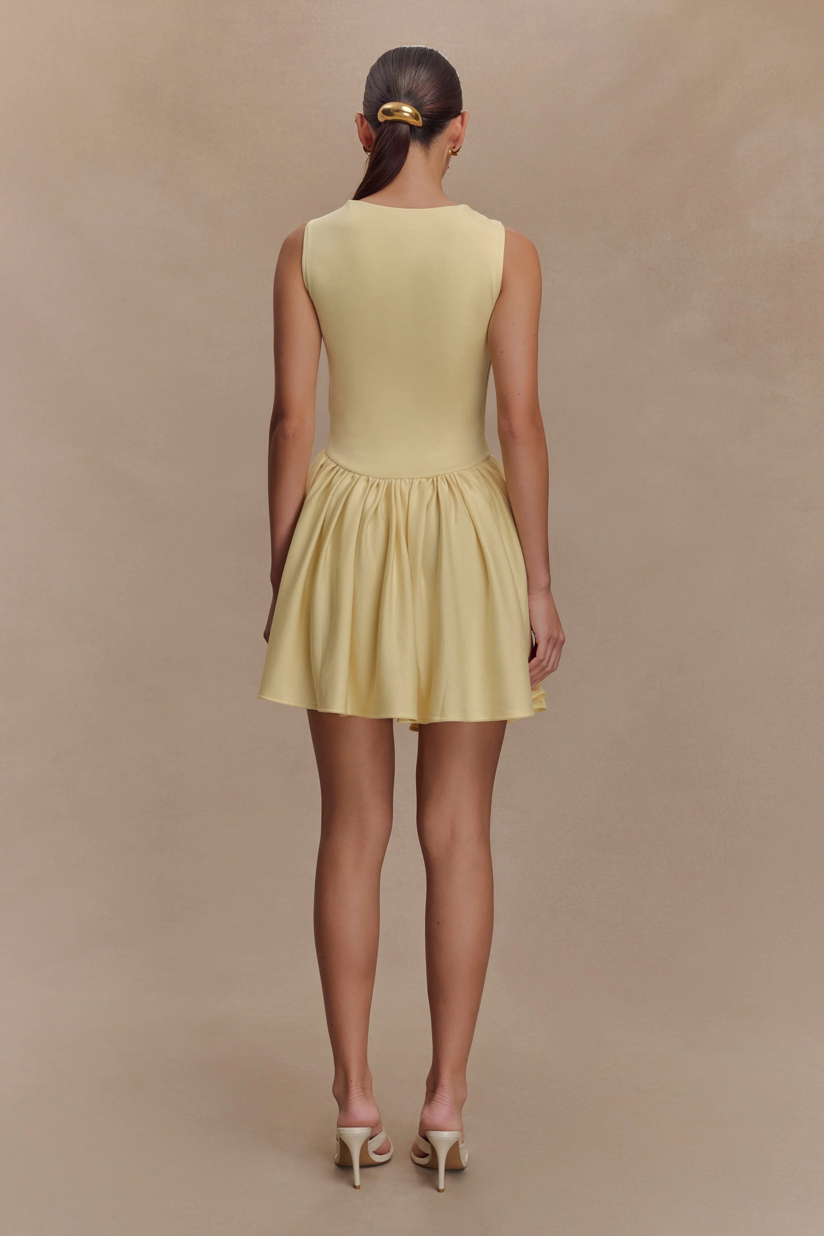 Sharon Scuba Jersey Mini Dress Pastel Lemon