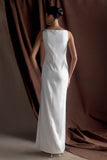 Violet Sleeveless Satin Maxi Dress White