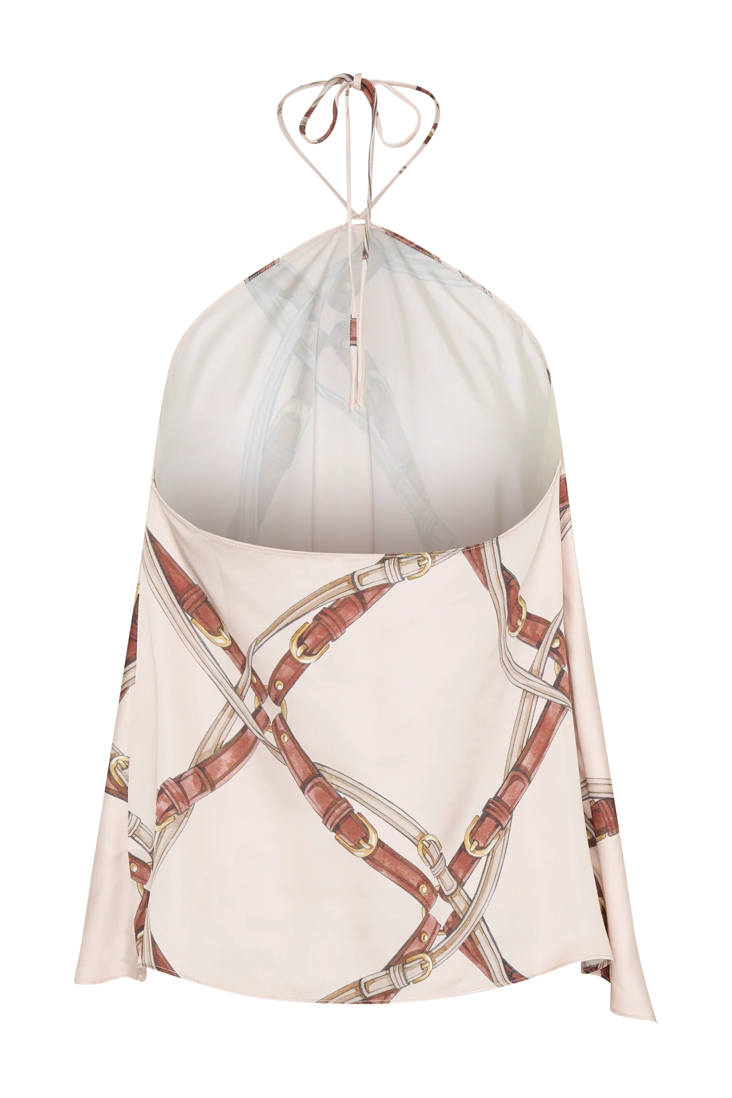 Adelaide Draped Satin Halter Top Chain Print