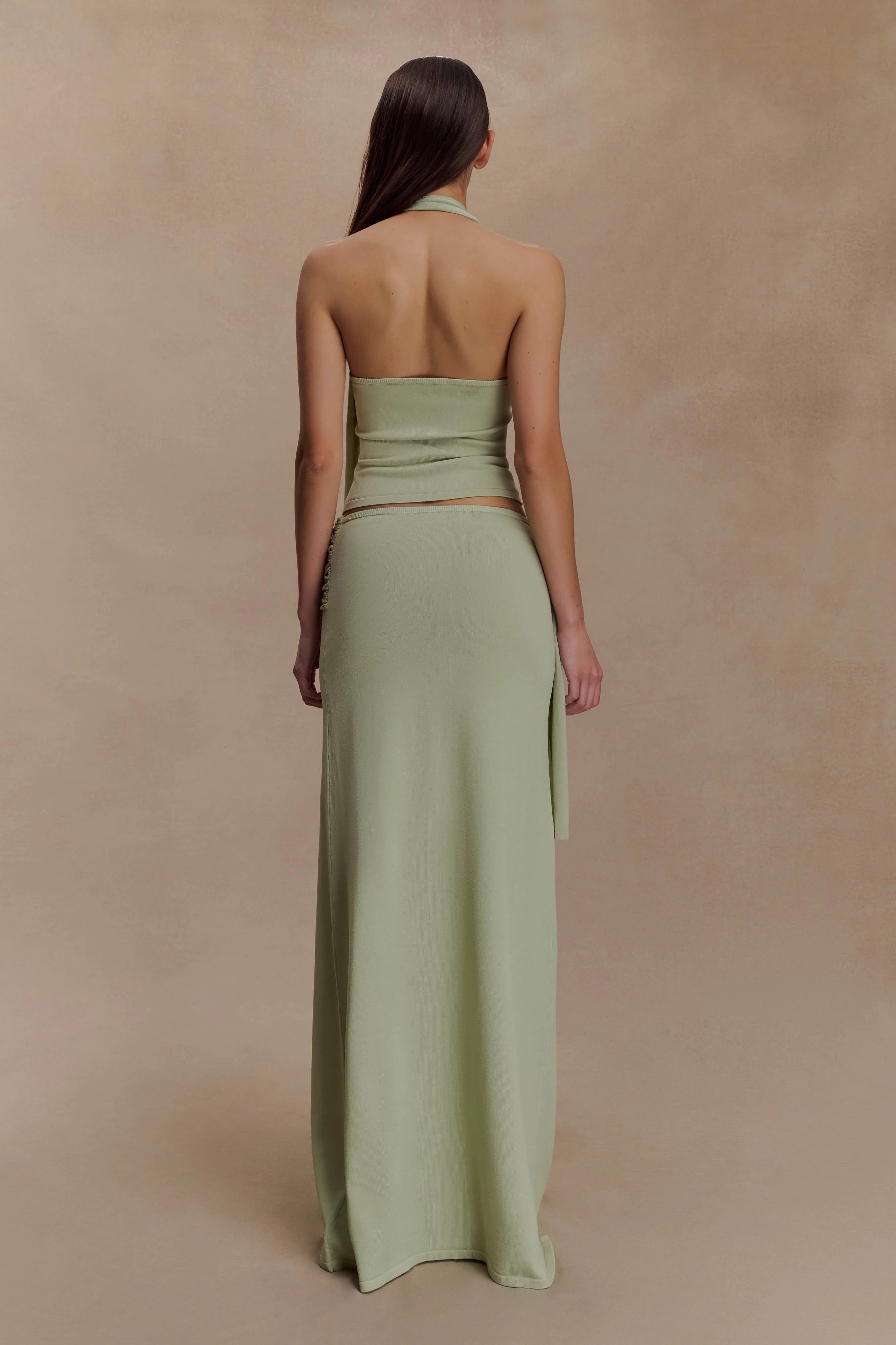 Bowie Low Rise Knit Maxi Skirt Pastel Green
