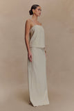 Casey Linen Embroidered Maxi Skirt Natural