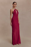 Nerea Slip Halter Maxi Dress Cherry Red