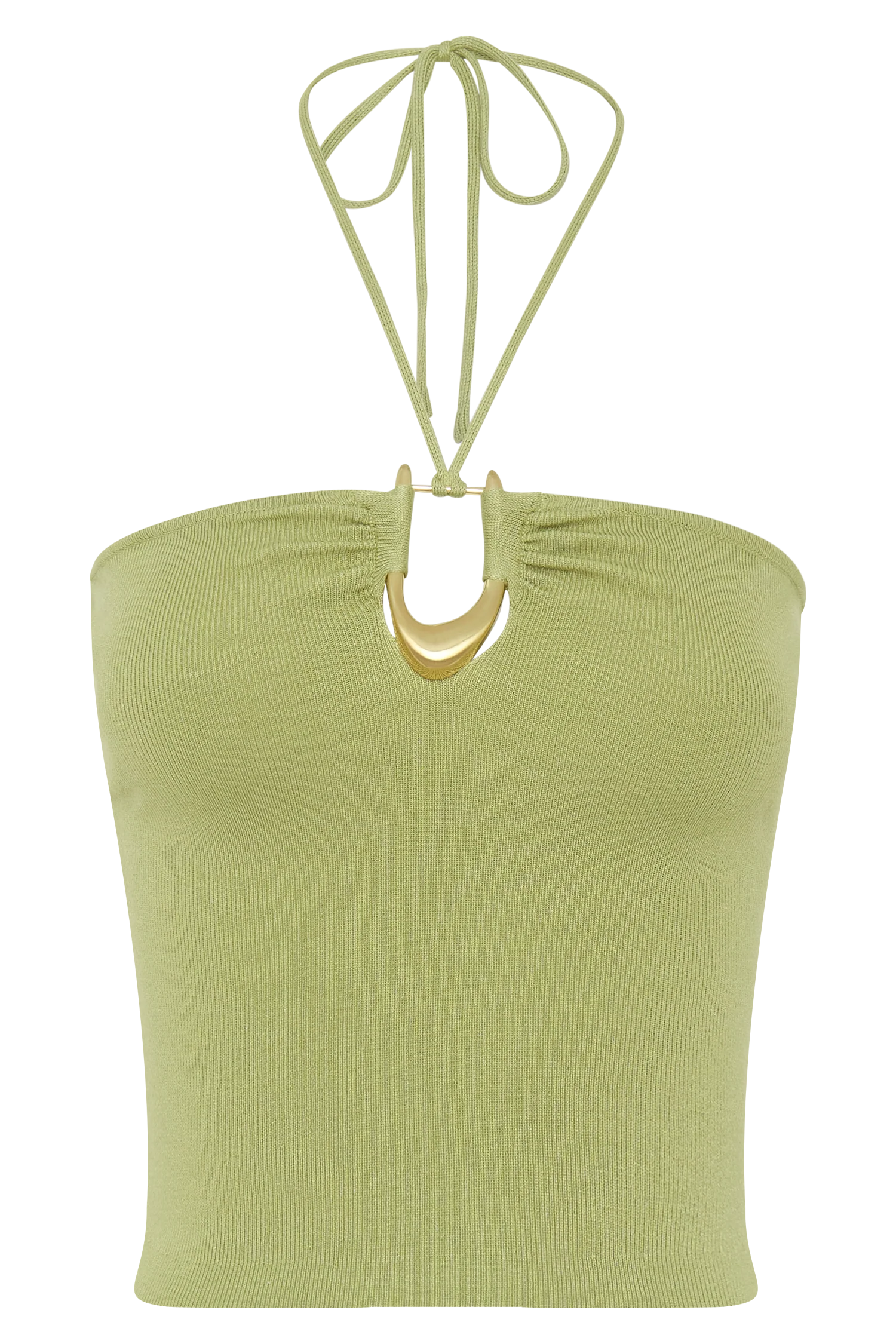 Dimitri Knit Halter Top With Hardware Light Olive