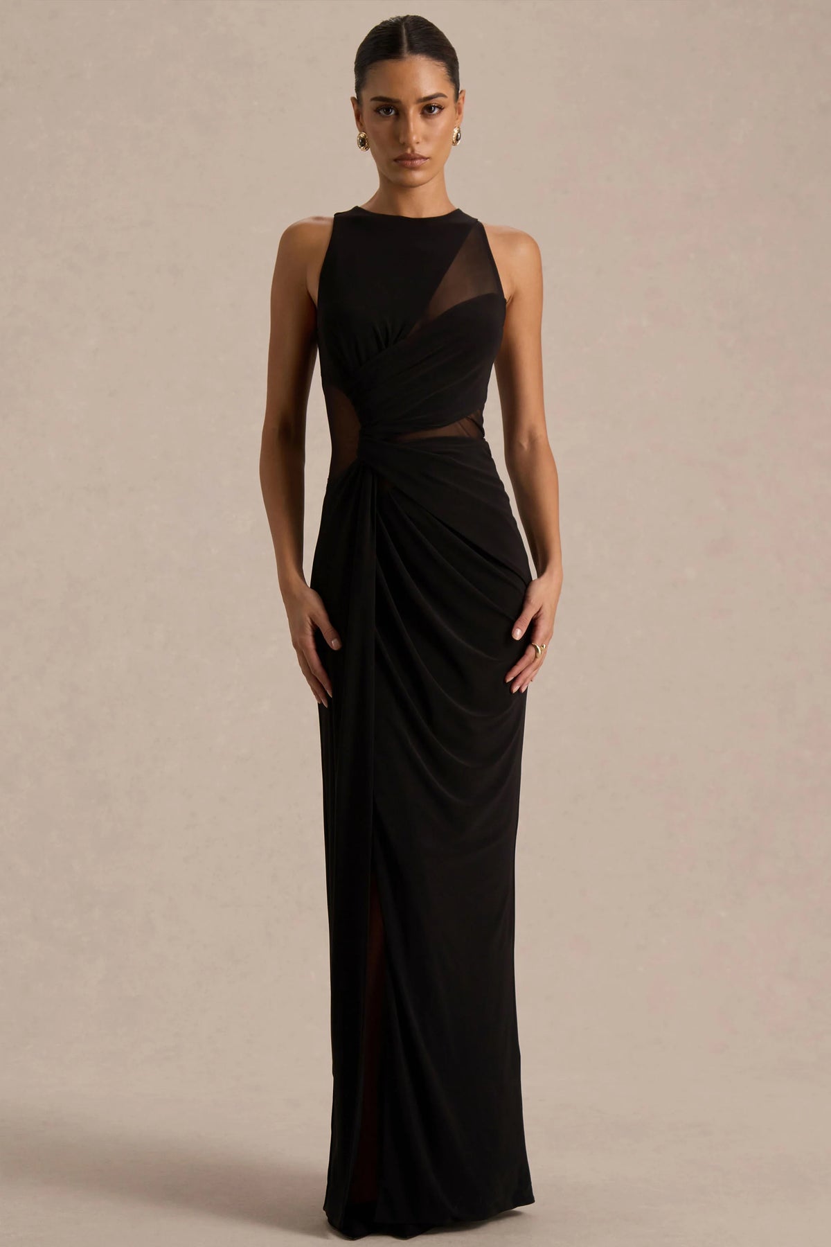 Opaline Black Crew Neck Maxi Dress