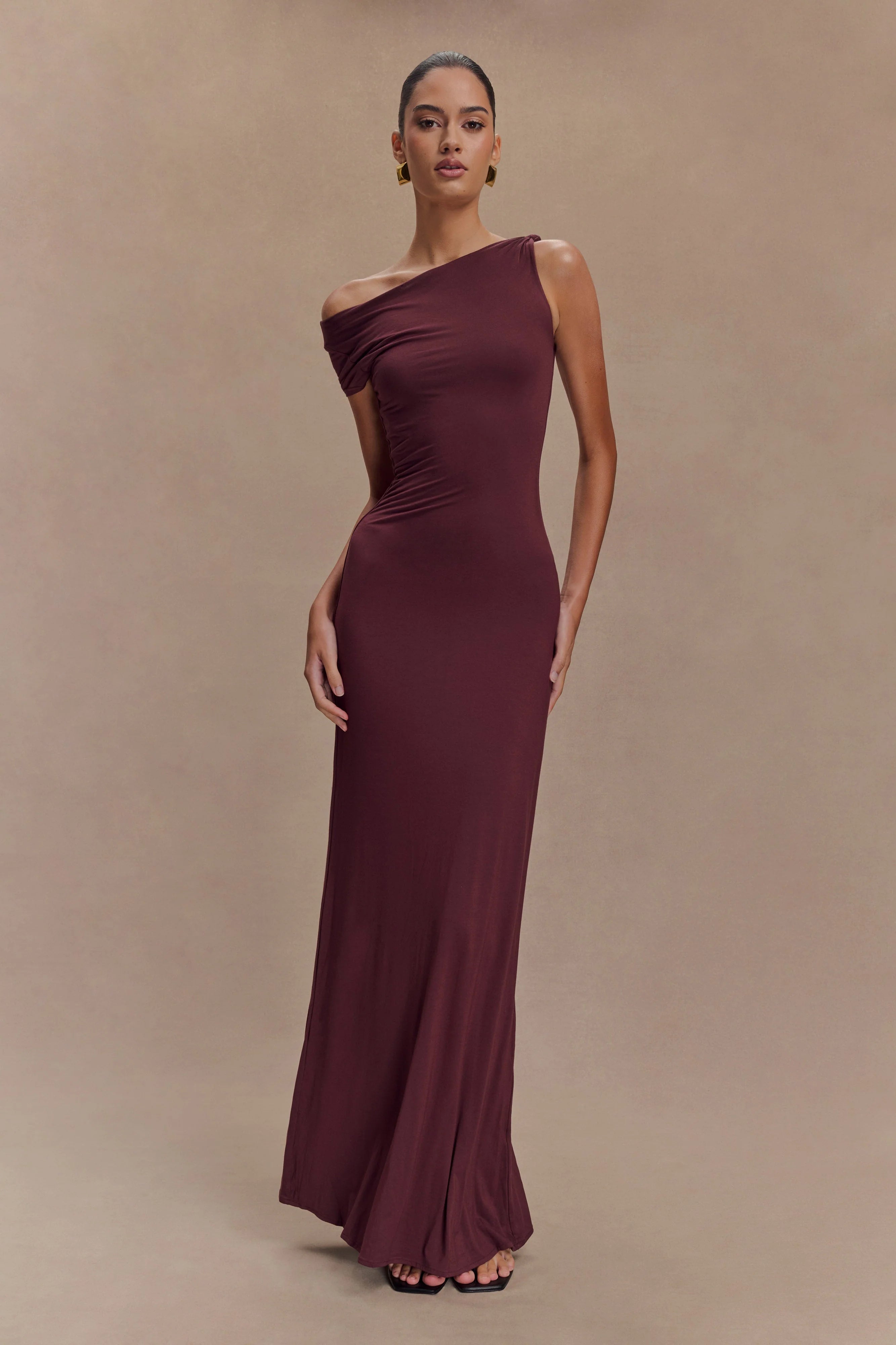 Tamsin Short Sleeve Modal Maxi Dress Mahogany