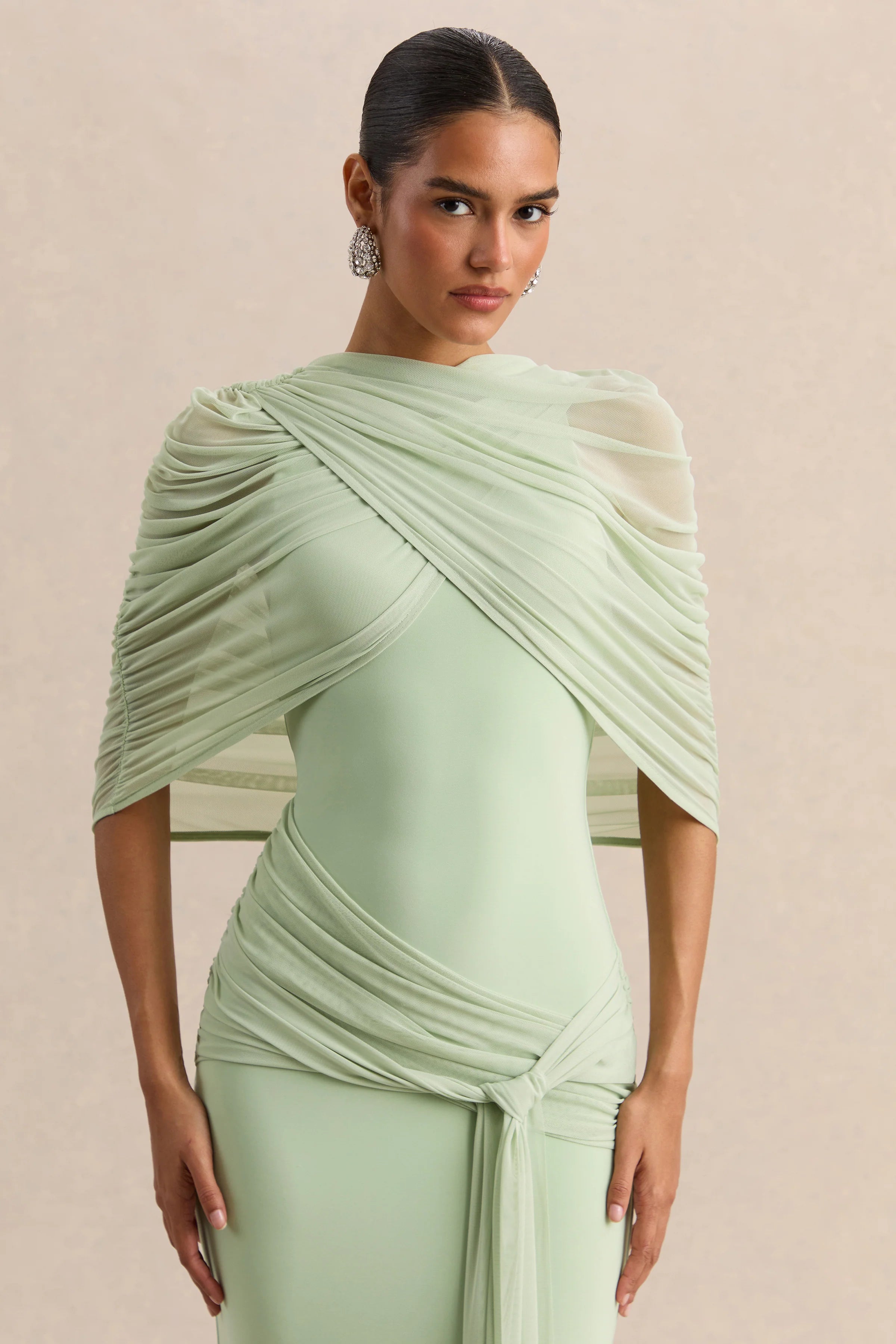 Magoria Mint Mesh Round Neck Cape