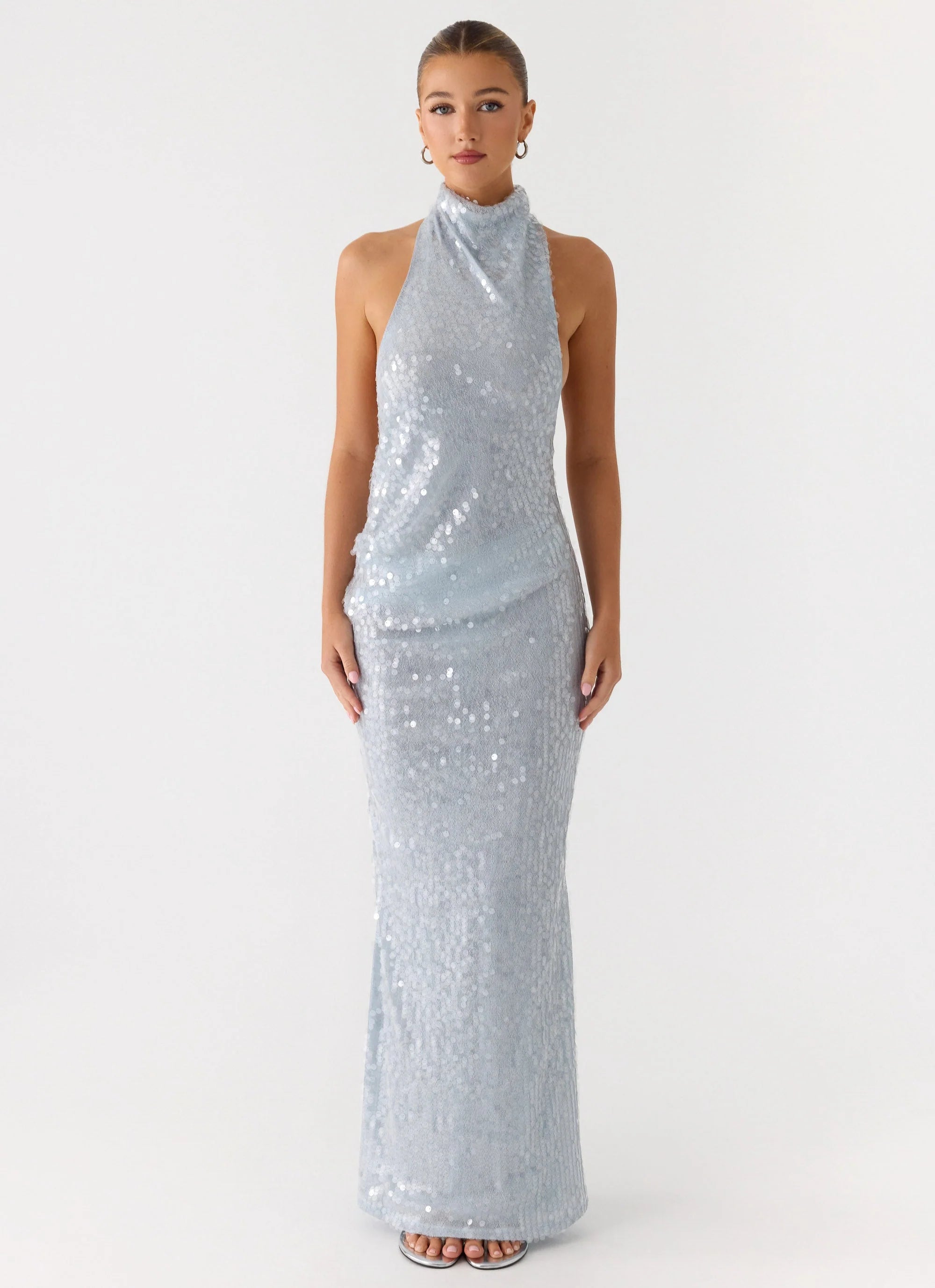 Kaida Sequin Maxi Dress Misty Blue