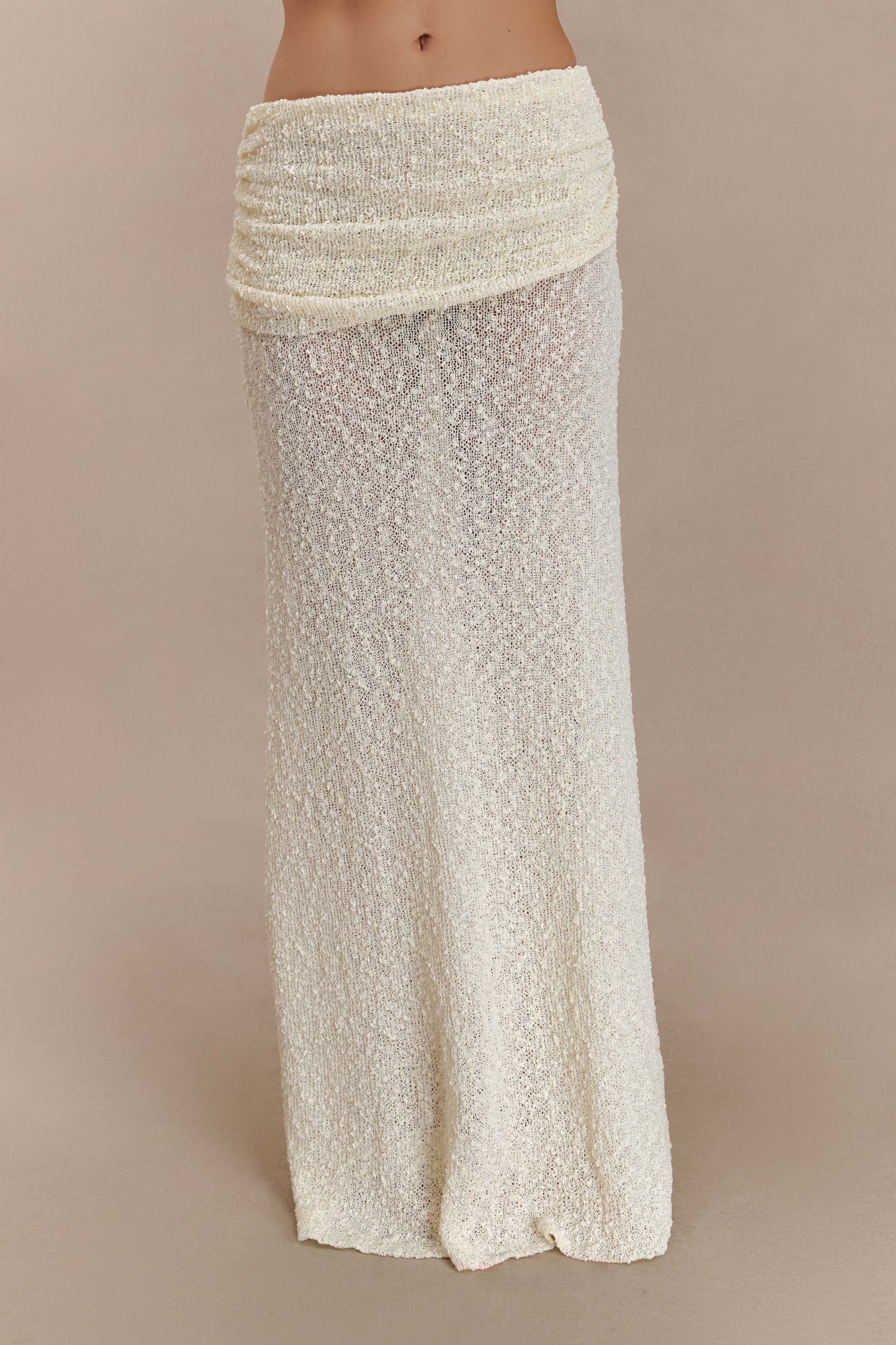 Petra Ruched Knit Maxi Skirt Ivory
