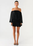 Eira Balloon Sleeve Mini Dress Black