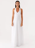 Heavy Hearted Linen Maxi Dress White