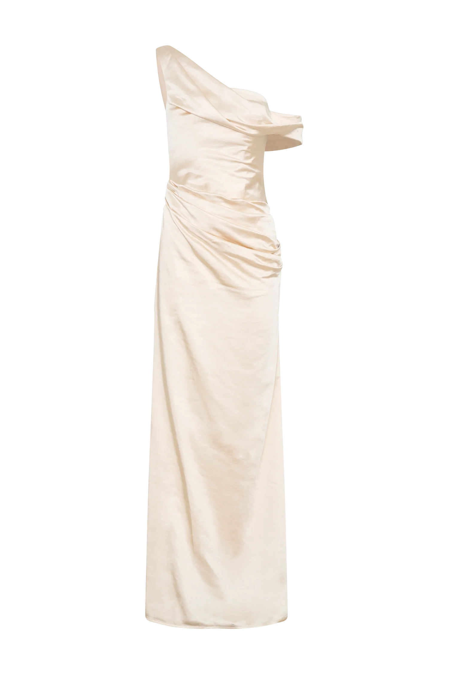 Dalia Off Shoulder Satin Maxi Dress Blush Gold